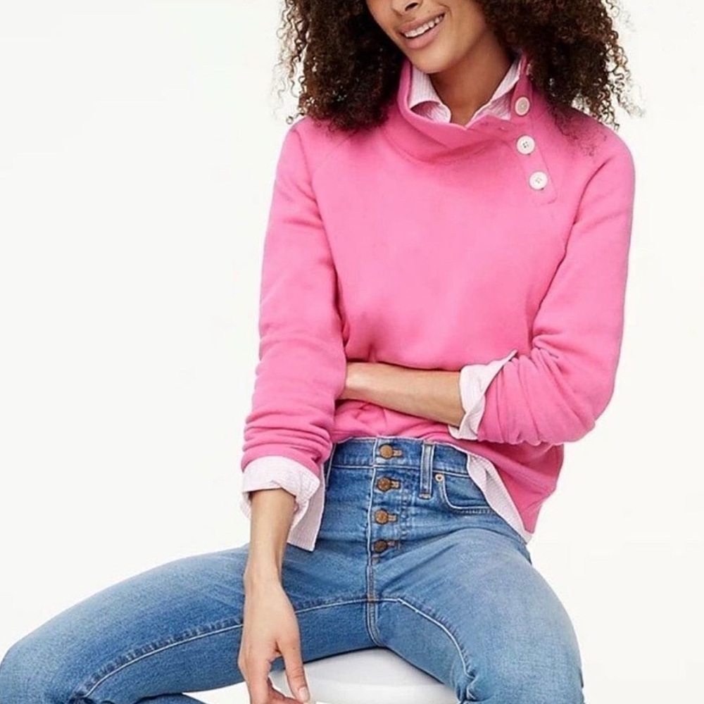 J. Crew Wide Button Collar Pink Sweatshirt